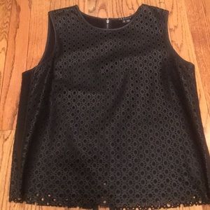 Theory laser cut leather top